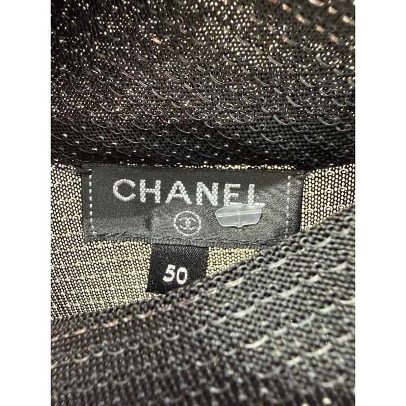 Chanel Chanel Metallic Knit Sleeveless Top - Size 50 Pre-owned Black Good condition - Model View