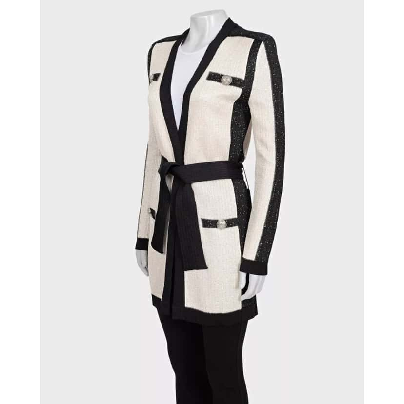Balmain NWOT Balmain White Long Cardigan with Belt - EU36/S Pre-owned White Never worn - Back View