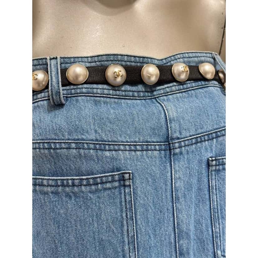 Chanel Chanel 2013 Strapless Denim Pearl Belt Dress with Sz. 38 pre-owned Blue Denim Good condition - Box View