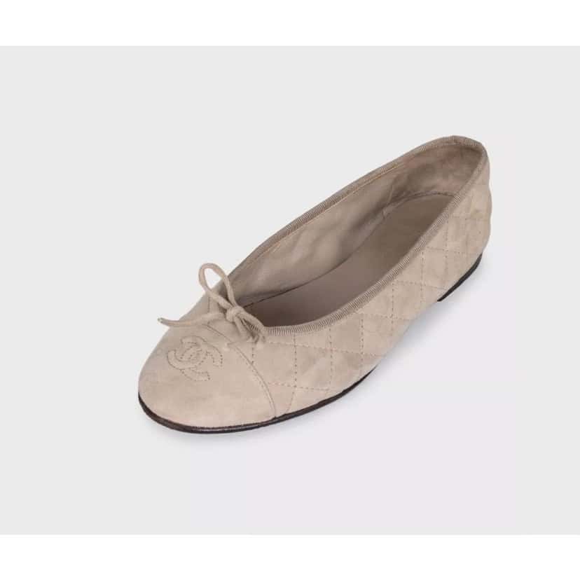 Chanel Chanel Beige Quilted Suede Ballet Flats Sz.38 pre-owned Beige Suede Good condition - Inside View