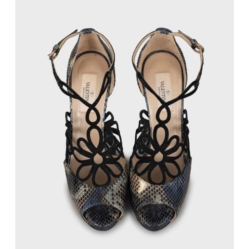 valentino Valentino Snakeskin Print Lambskin Leather Stiletto Heels - Size 37 Other Leather Good condition - Back View