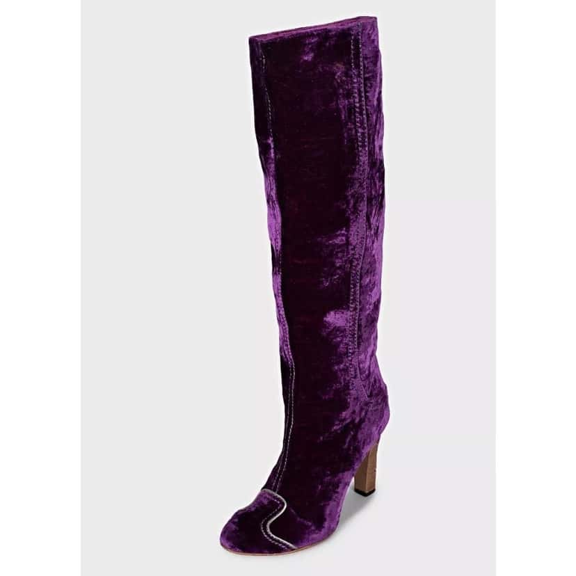 Bottega Veneta Bottega Veneta Purple Velvet Boots Block Heel Sz 37.5 Pre-owned Purple Velvet Good condition - Inside View