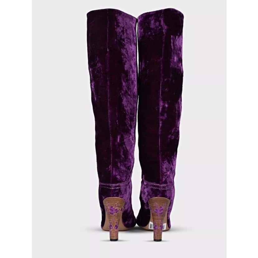 Bottega Veneta Bottega Veneta Purple Velvet Boots Block Heel Sz 37.5 Pre-owned Purple Velvet Good condition - Model View