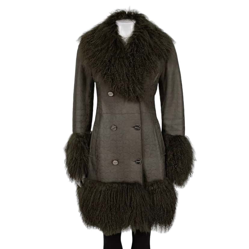 Gianfranco Ferré Ferre Green Shearling Coat IT42 Pre-owned Green Shearling Good condition - Front View