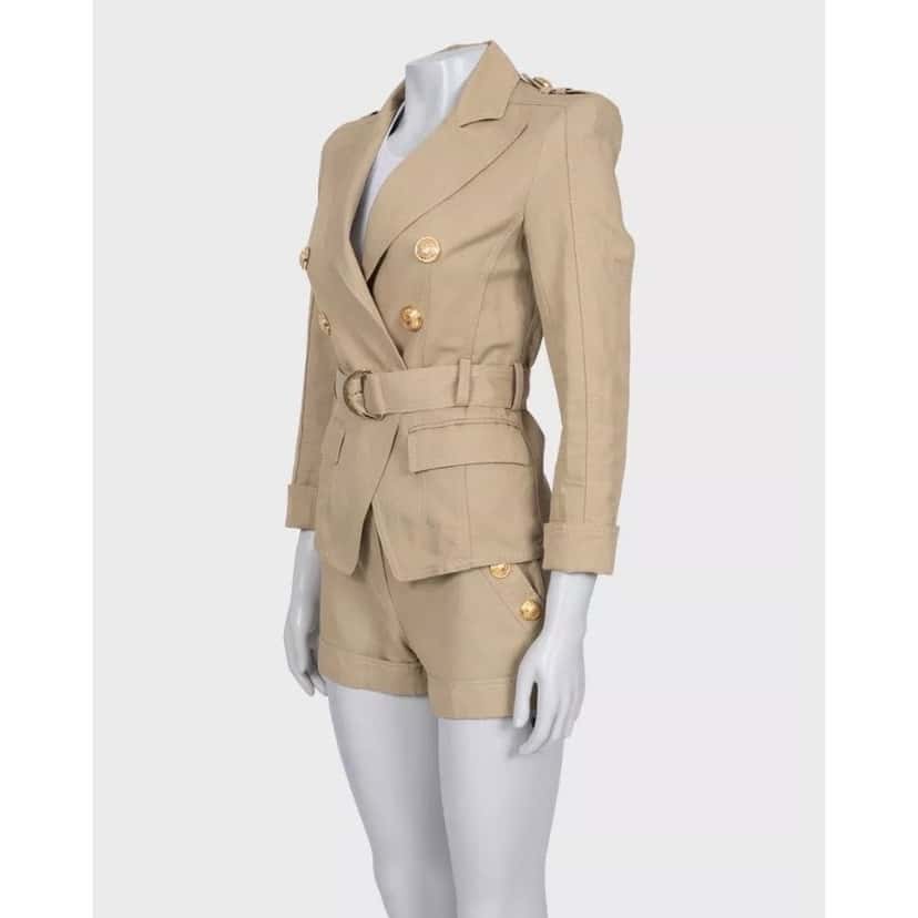 Balmain Balmain Beige Cotton-Linen Suit with Shorts Sz. FR36 / S Pre-owned Beige Cotton Good condition - Back View