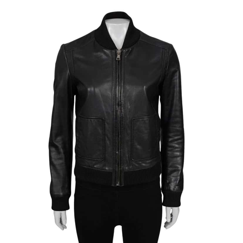Dolce & Gabbana Dolce & Gabbana Black Leather Bomber Jacket - IT38/XS pre-owned Black Leather Good condition - Front View