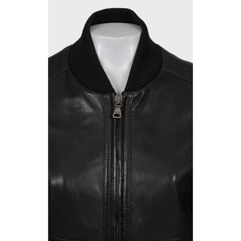 Dolce & Gabbana Dolce & Gabbana Black Leather Bomber Jacket - IT38/XS pre-owned Black Leather Good condition - Model View