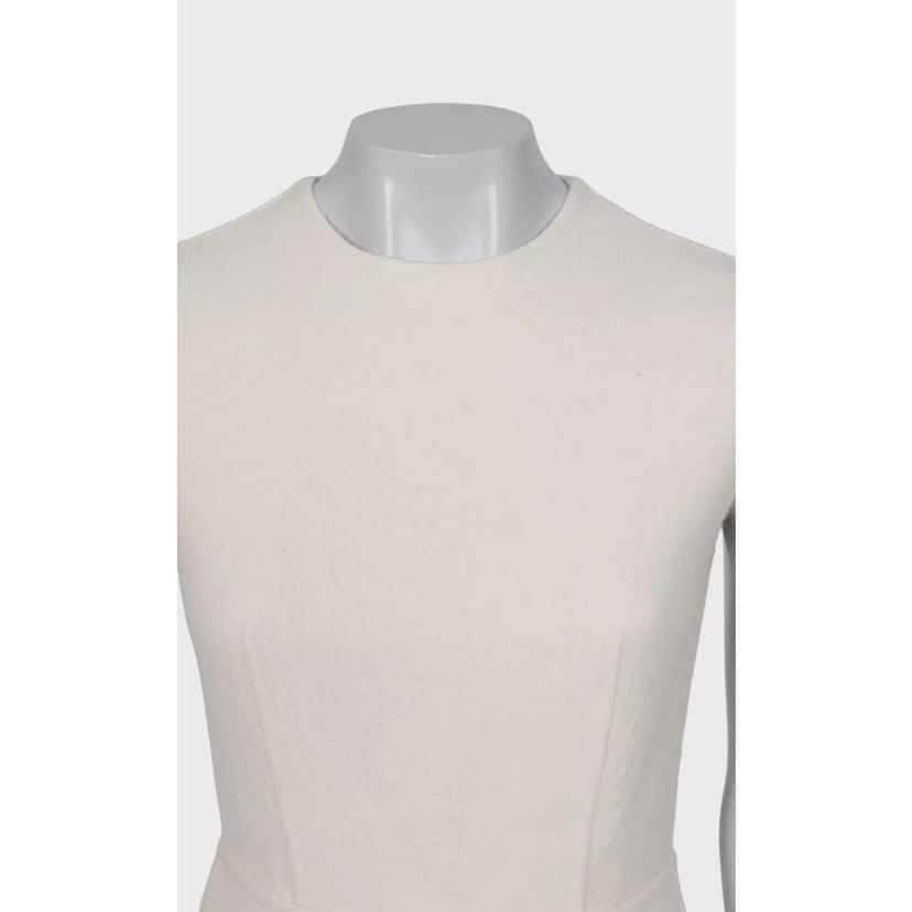 PRADA Prada Cream Wool Fitted Pin Dress  XXS/IT36 pre-owned Beige Wool Good condition - Model View