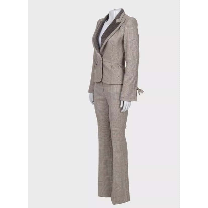 Gianfranco Ferré Gianfranco Ferre Chic Beige Wool Checked Suit - IT38/XS pre-owned Beige Wool Good condition - Back View