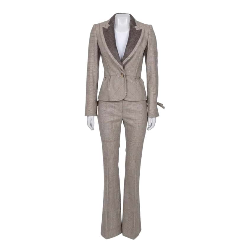 Gianfranco Ferré Gianfranco Ferre Chic Beige Wool Checked Suit - IT38/XS pre-owned Beige Wool Good condition - Front View