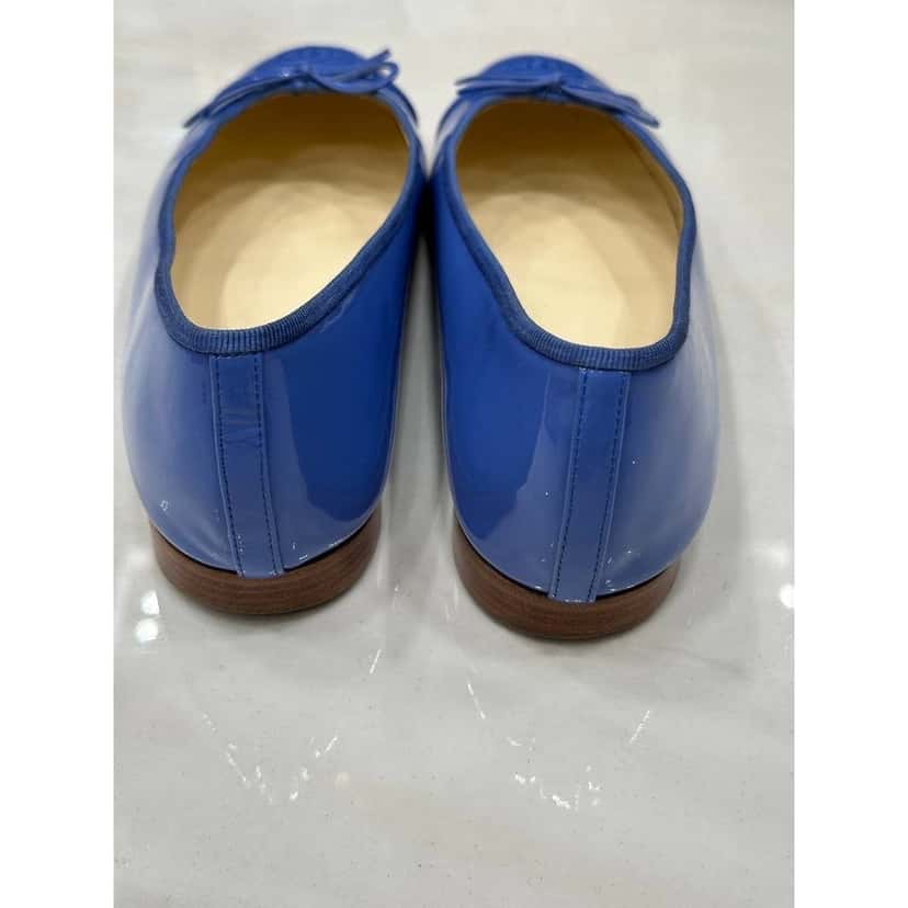 Chanel Chanel Blue Patent Leather CC Bow Ballet Flats Sz.41 pre-owned Blue Leather Good condition - Inside View