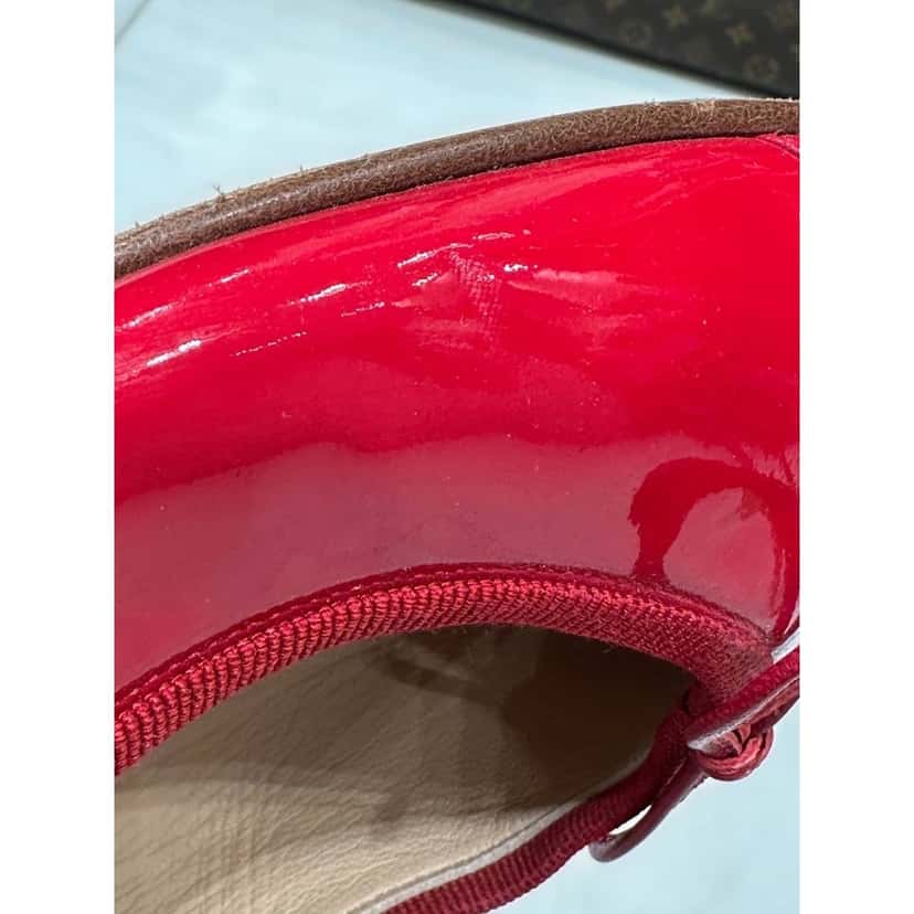 Chanel Chanel Red Patent Leather CC Bow Ballet Flats Size 41 EU pre-owned Red Leather Good condition - Box View