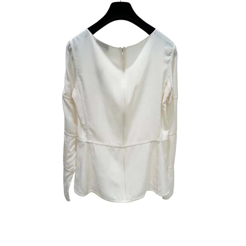 Chanel Chanel White Silk Long Sleeve Blouse Sz.38 Pre-owned White Silk Good condition - Back View
