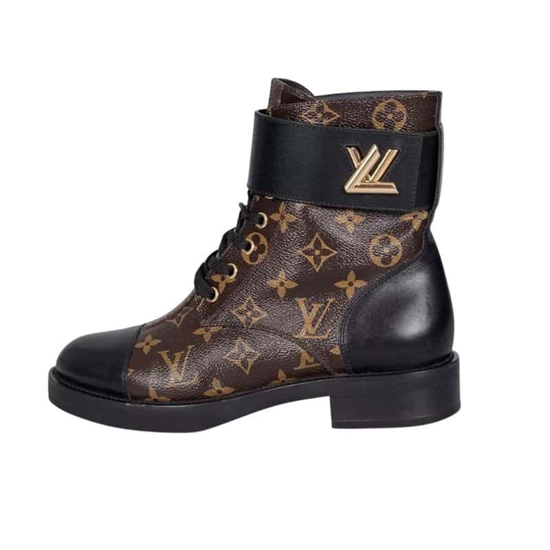 Louis Vuitton Louis Vuitton Wonderland Leather & Canvas Ankle Boots Sz 38 pre-owned