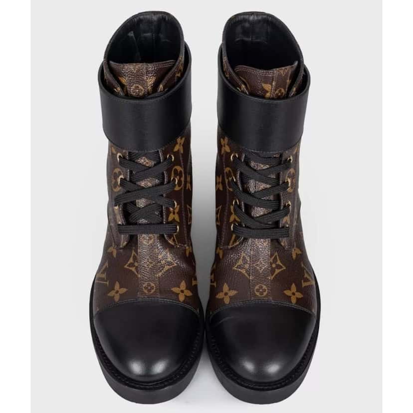 Louis Vuitton Louis Vuitton Wonderland Leather & Canvas Ankle Boots Sz 38 pre-owned Brown Leather Good condition - Back View