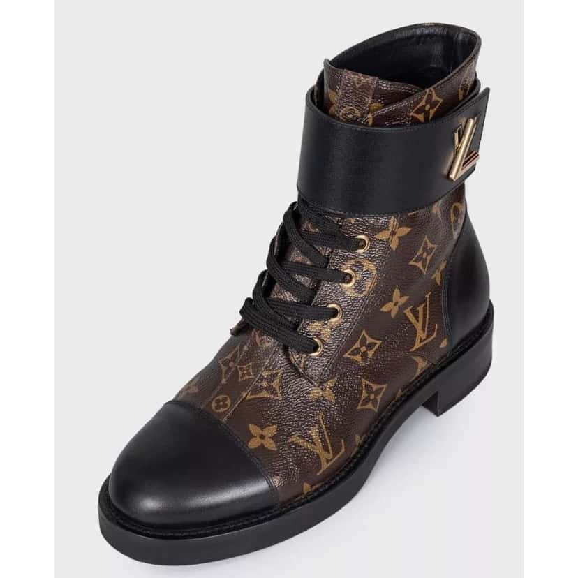 Louis Vuitton Louis Vuitton Wonderland Leather & Canvas Ankle Boots Sz 38 pre-owned Brown Leather Good condition - Inside View