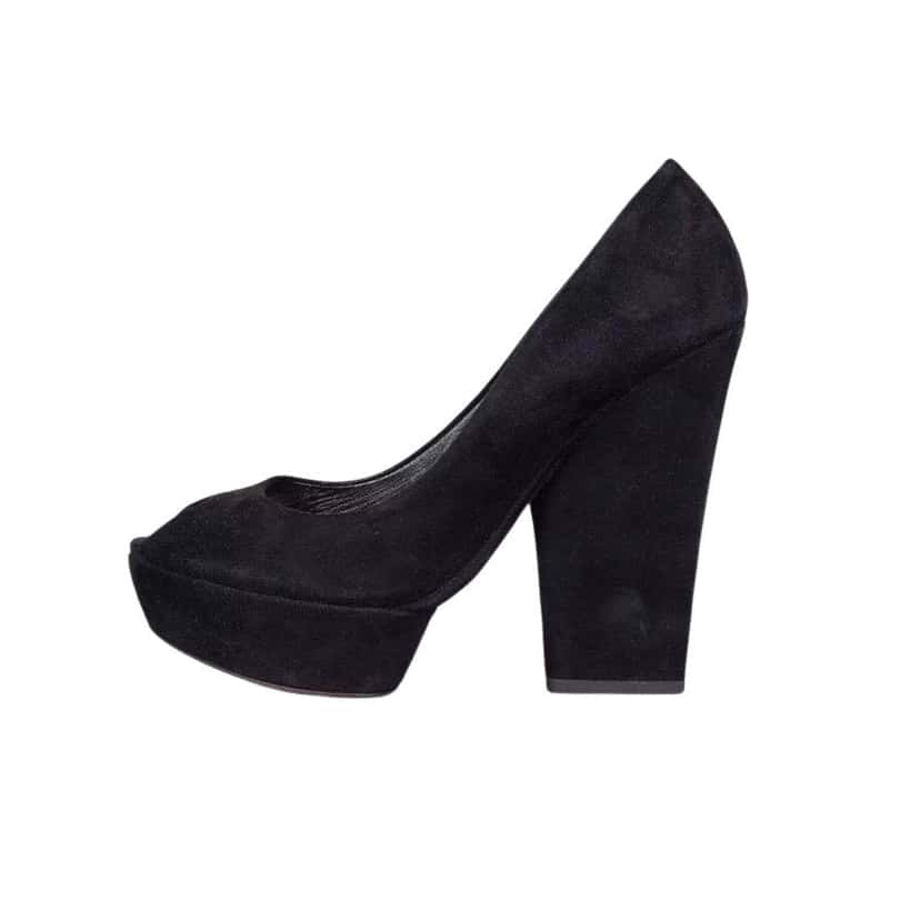 Christian Dior Christian Dior Black Suede Open Toe Pumps Sz.39.5 Pre-owned