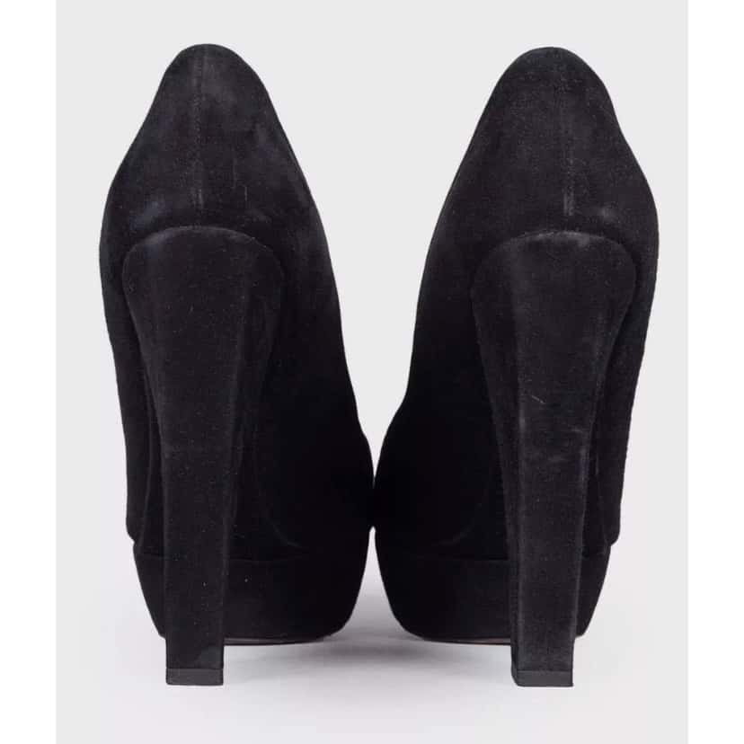 Christian Dior Christian Dior Black Suede Open Toe Pumps Sz.39.5 Pre-owned Black Suede Good condition - Box View