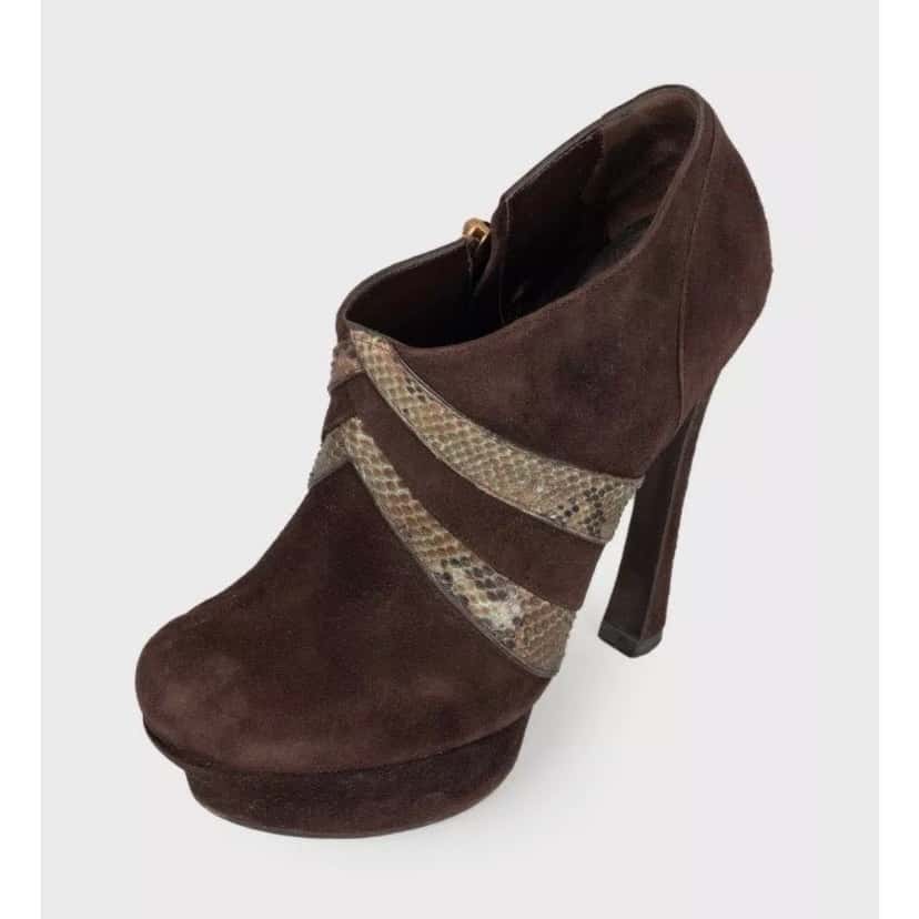 Saint Laurent Saint Laurent Brown Suede Ankle Boots - Sz 38.5 pre-owned Brown Suede Good condition - Inside View