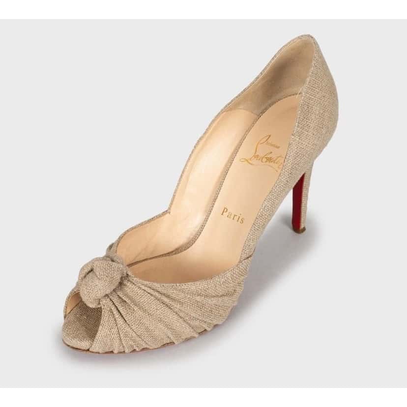 Christian Louboutin Christian Louboutin Beige Textile Open Toe Pumps 39.5 pre-owned Beige Leather Good condition - Inside View