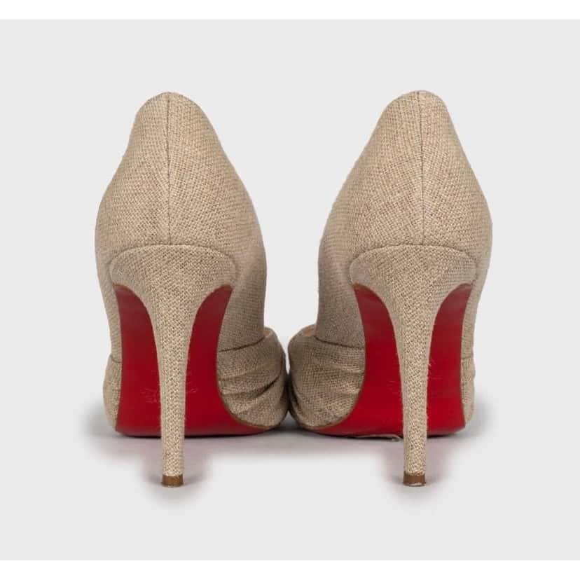 Christian Louboutin Christian Louboutin Beige Textile Open Toe Pumps 39.5 pre-owned Beige Leather Good condition - Model View