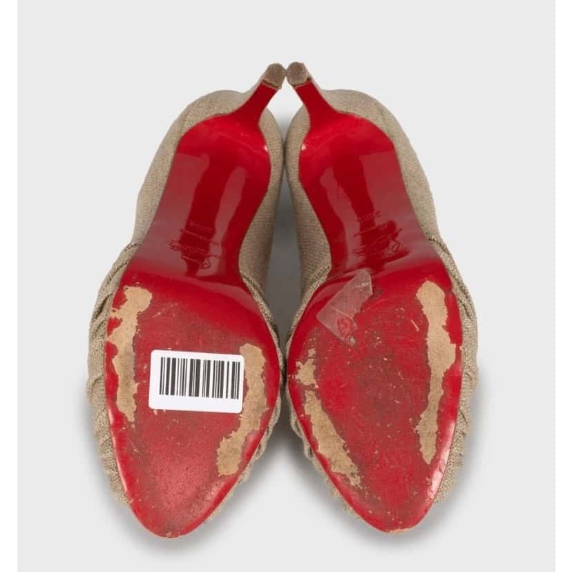 Christian Louboutin Christian Louboutin Beige Textile Open Toe Pumps 39.5 pre-owned Beige Leather Good condition - Box View