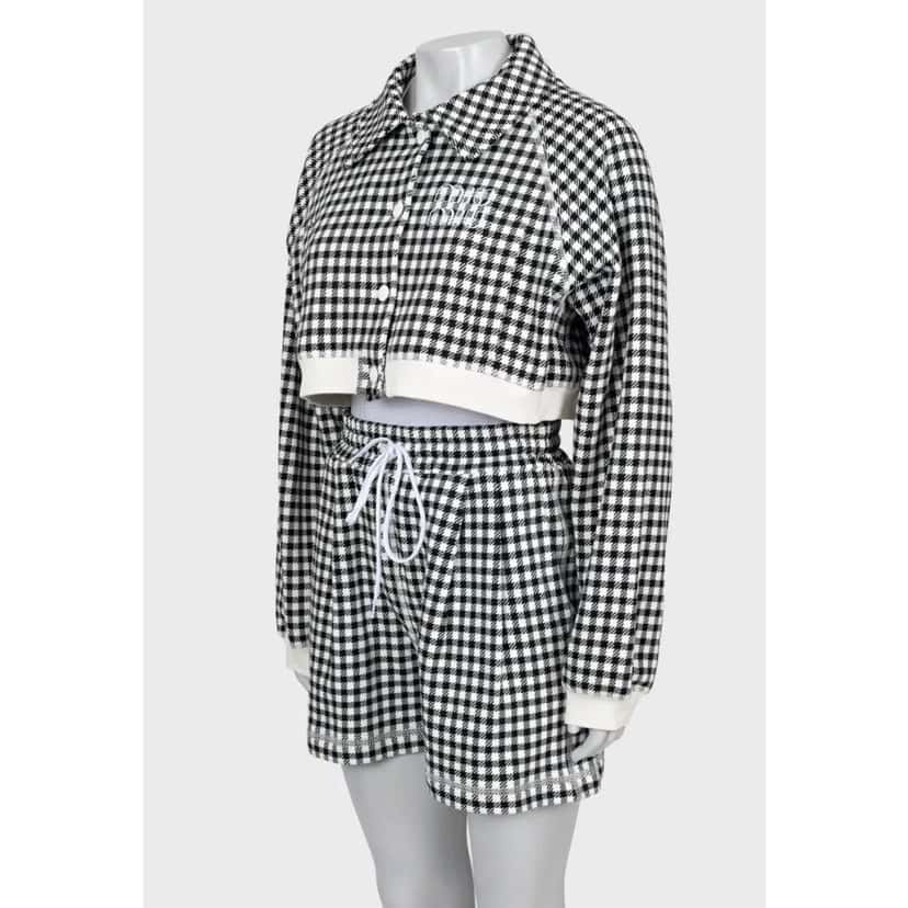 Miu Miu Miu Miu Houndstooth Cotton Suit with Shorts - Size S Pre-owned Black Cotton Never worn, with tag - Back View