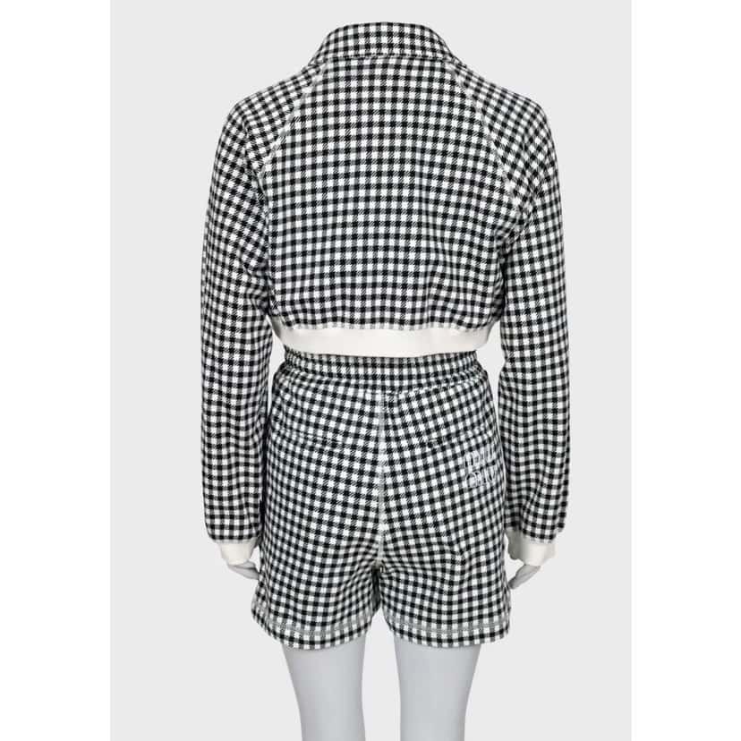 Miu Miu Miu Miu Houndstooth Cotton Suit with Shorts - Size S Pre-owned Black Cotton Never worn, with tag - Inside View