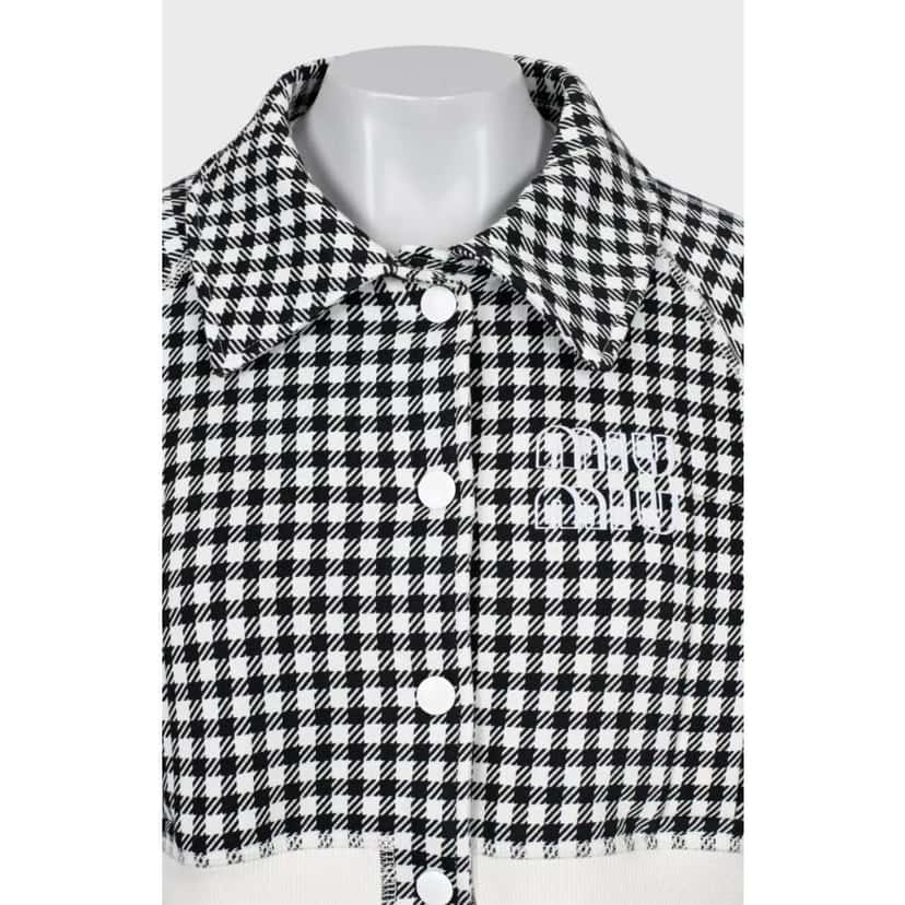 Miu Miu Miu Miu Houndstooth Cotton Suit with Shorts - Size S Pre-owned Black Cotton Never worn, with tag - Box View
