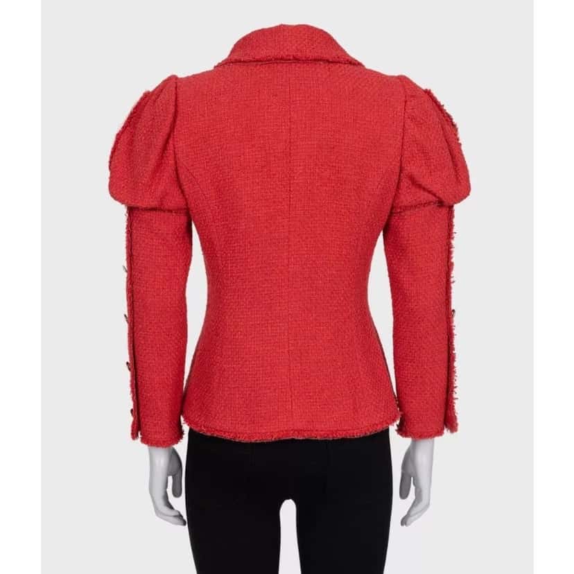 Chanel Chanel Spring 2010 Red Tweed Puffed Shoulders Jacket FR38 pre-owned Red Tweed Good condition - Inside View