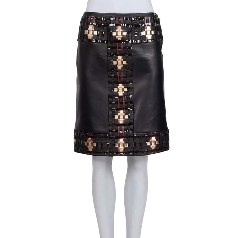 Chanel Chanel Black Sheepskin Leather Skirt - Size FR38 / M  Pre-owned Black Leather Good condition - Front View