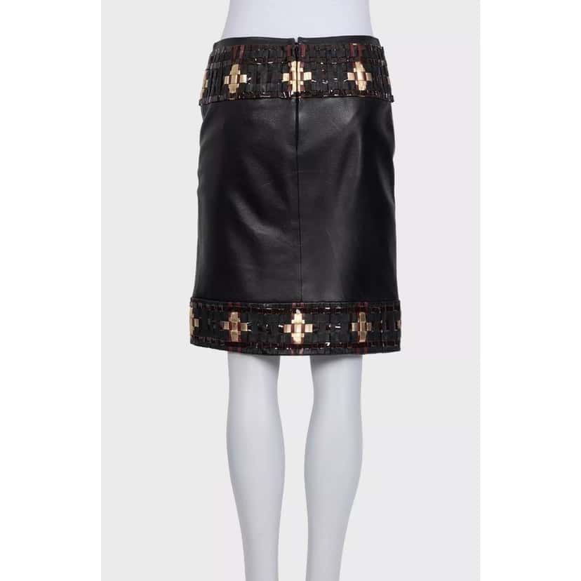 Chanel Chanel Black Sheepskin Leather Skirt - Size FR38 / M  Pre-owned Black Leather Good condition - Inside View