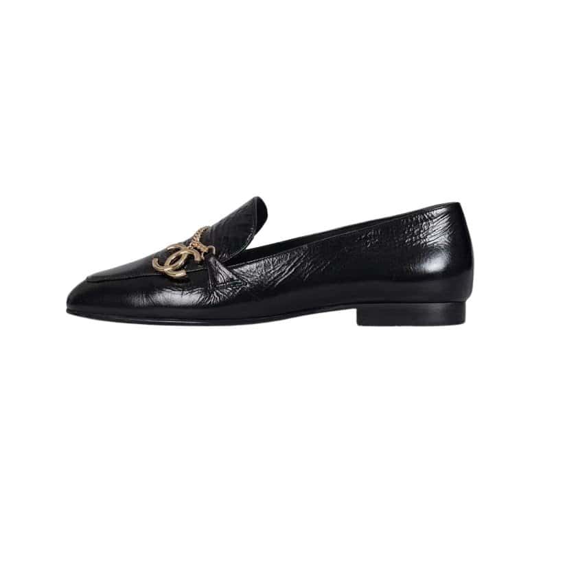 Chanel Chanel Black Leather CC Logo Ballet Flats - Size 38.5 pre-owned Black Leather Good condition - Front View