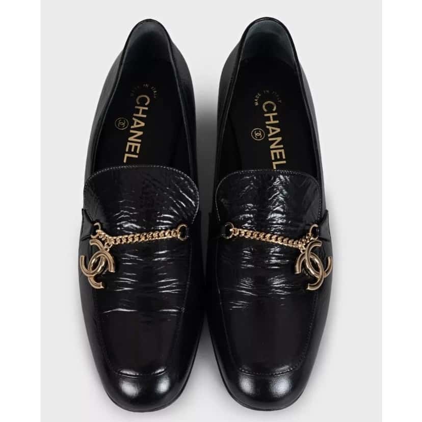 Chanel Chanel Black Leather CC Logo Ballet Flats - Size 38.5 pre-owned Black Leather Good condition - Back View