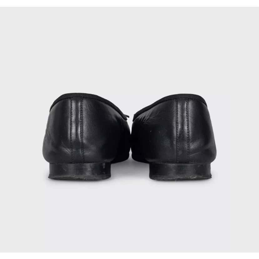 Chanel Chanel Black Leather  Textile Toe Ballet Flats Sz.37.5 pre-owned Black Leather Good condition - Model View