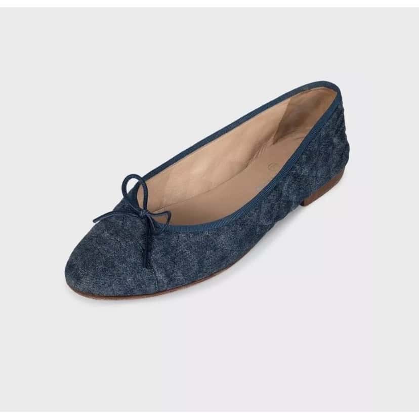 Chanel Chanel Blue Denim  Signature Bows Ballet Flats Sz.39.5 pre-owned Blue Denim Good condition - Inside View