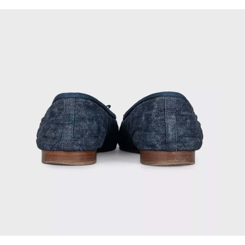 Chanel Chanel Blue Denim  Signature Bows Ballet Flats Sz.39.5 pre-owned Blue Denim Good condition - Model View