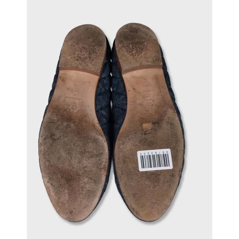 Chanel Chanel Blue Denim  Signature Bows Ballet Flats Sz.39.5 pre-owned Blue Denim Good condition - Box View