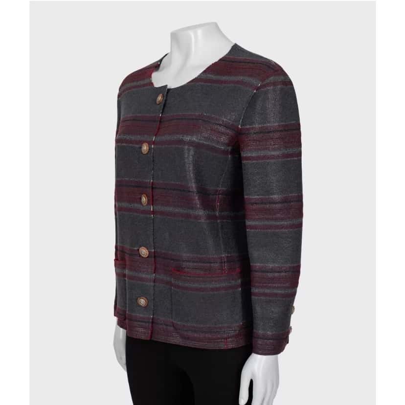 Chanel NWOT Chanel Dallas Cashmere Collarless Jacket - FR46/3XL pre-owned Grey Wool Never worn - Back View