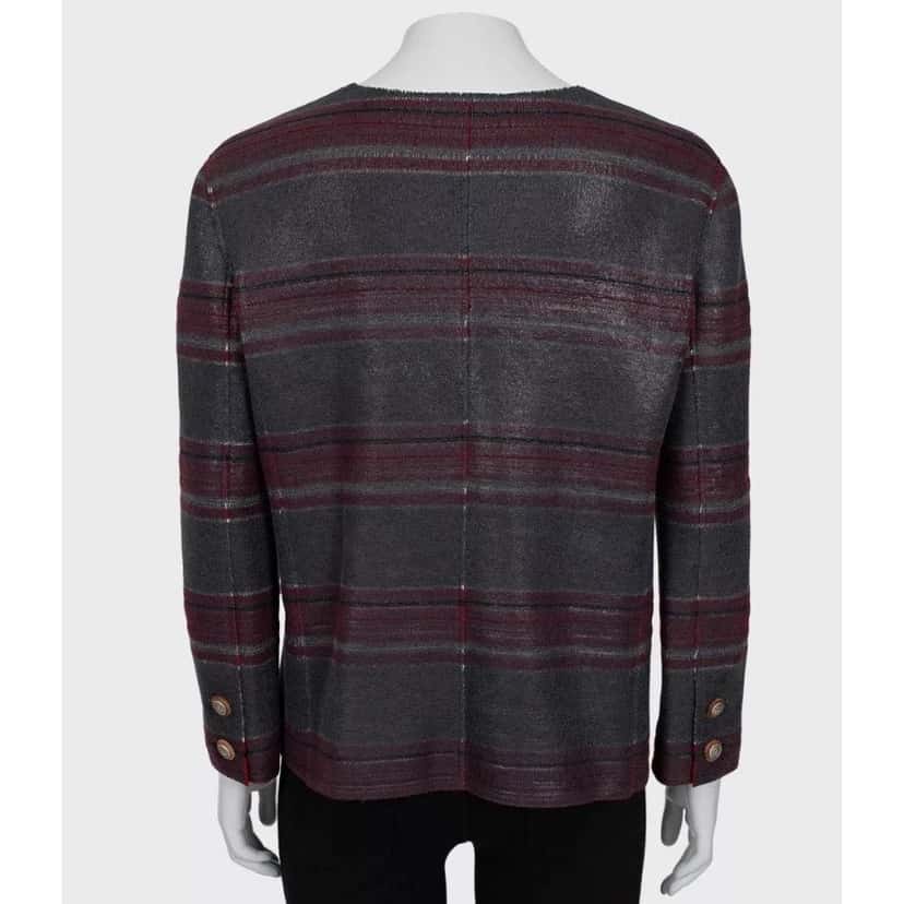Chanel NWOT Chanel Dallas Cashmere Collarless Jacket - FR46/3XL pre-owned Grey Wool Never worn - Inside View