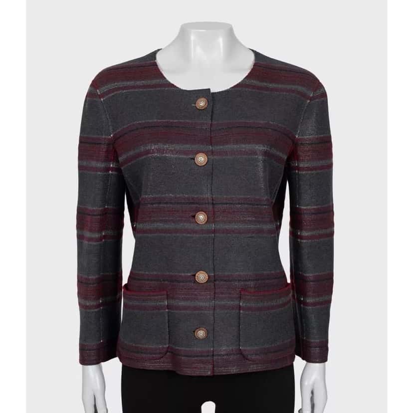 Chanel NWOT Chanel Dallas Cashmere Collarless Jacket - FR46/3XL pre-owned Grey Wool Never worn - Box View