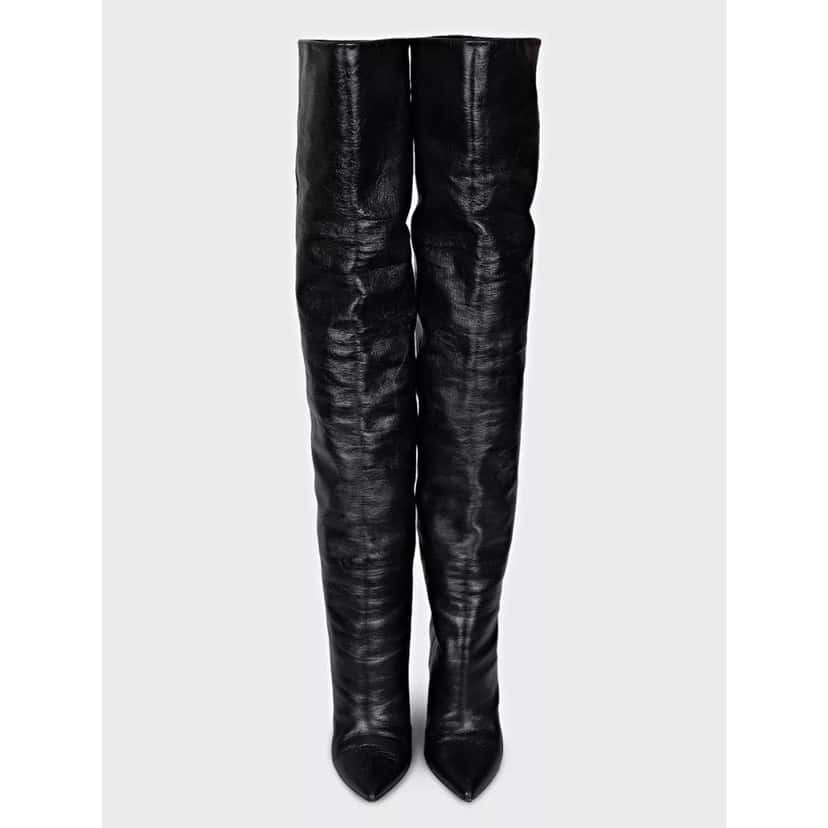 Saint Laurent Saint Laurent Niki Black Leather Wedge Over-the-Knee Boots Sz.38 Black Leather Good condition - Inside View