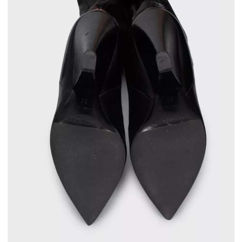 Saint Laurent Saint Laurent Niki Black Leather Wedge Over-the-Knee Boots Sz.38 Black Leather Good condition - Box View