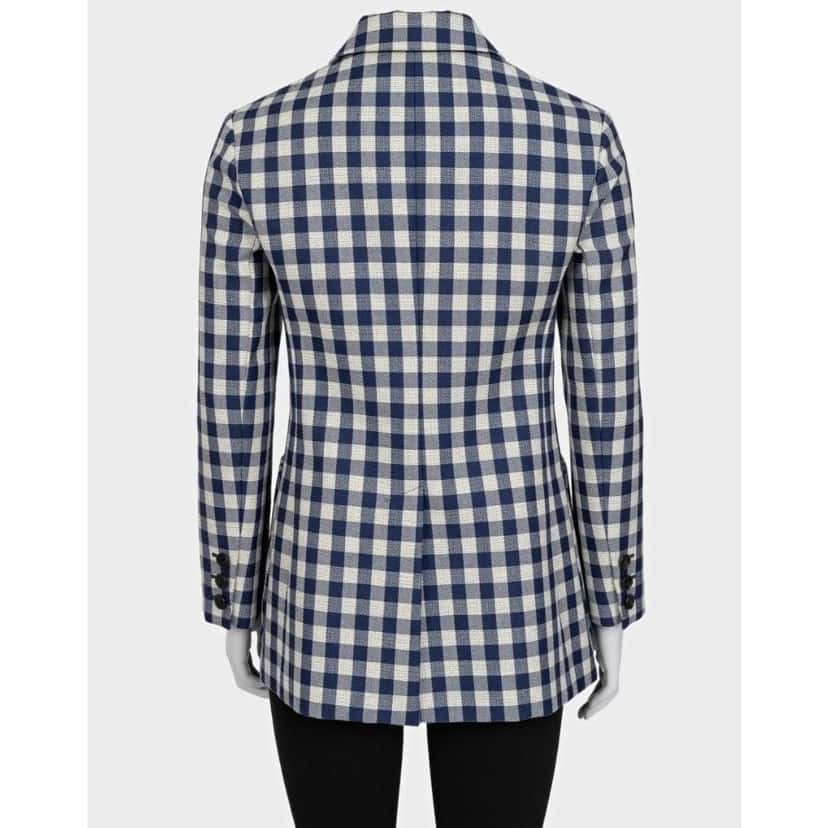Christian Dior NWOT Christian Dior Blue Wool Plaid Double-Breasted Jacket Sz. 42 Pre-owned Blue Wool Never worn - Inside View