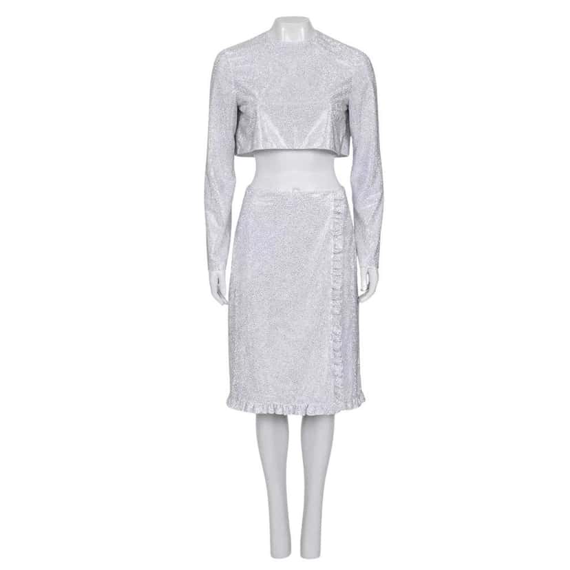 Miu Miu Miu Miu Silver Skirt Suit Sz.38 pre-owned Silver Good condition - Front View