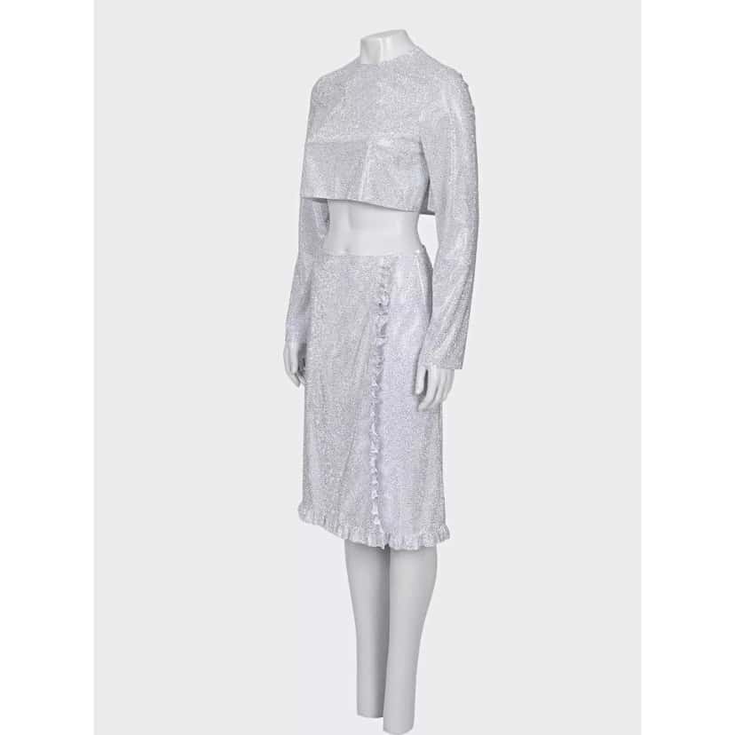 Miu Miu Miu Miu Silver Skirt Suit Sz.38 pre-owned Silver Good condition - Back View