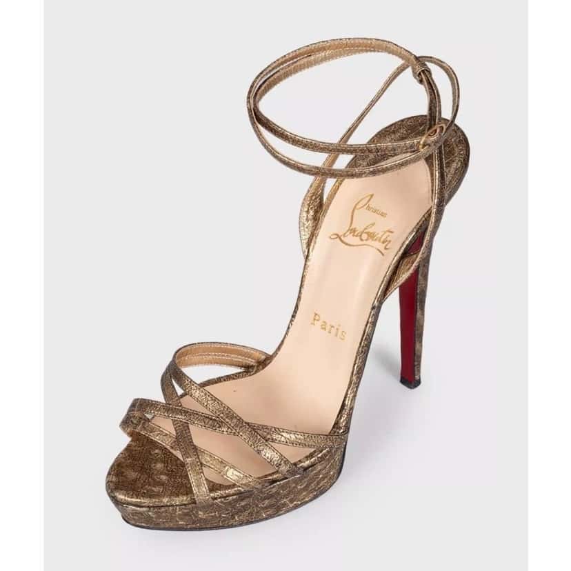 Christian Louboutin Christian Louboutin Gold Leather Platform High Heel Sandals Sz.38 pre-owned Gold Leather Good condition - Inside View