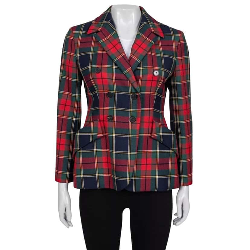 Christian Dior Christian Dior 2019 Tartan Fitted Wool Jacket Sz 40 pre-owned Other Wool Good condition - Front View