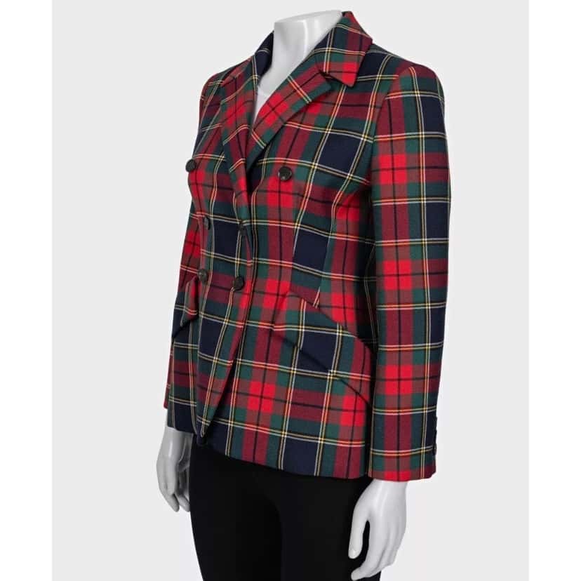 Christian Dior Christian Dior 2019 Tartan Fitted Wool Jacket Sz 40 pre-owned Other Wool Good condition - Back View