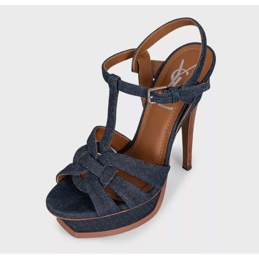 Yves Saint Laurent YSL Yves Saint Laurent Denim High Heel Sandals, Size 35 Pre-owned Blue Denim Good condition - Inside View